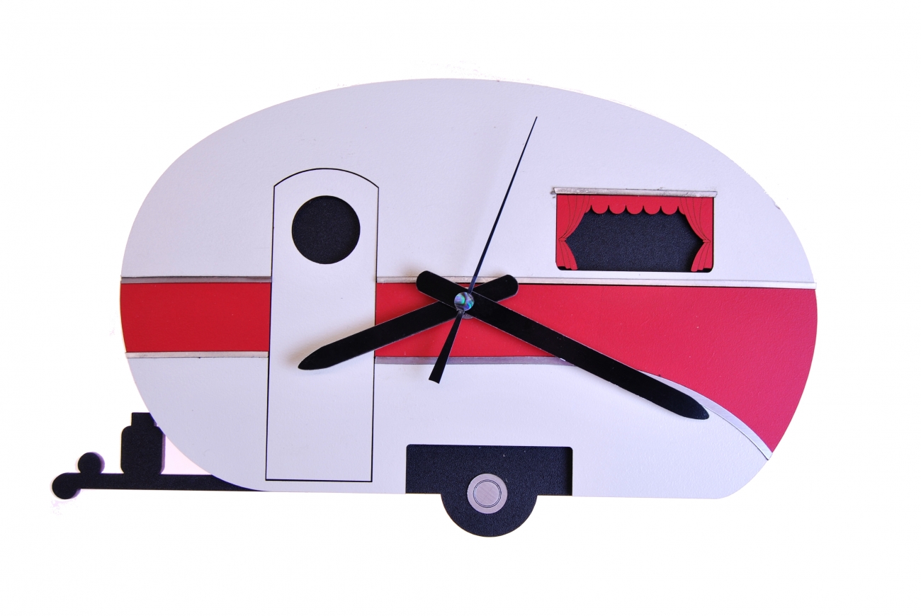 Caravan Clock Red Ian Blackwell