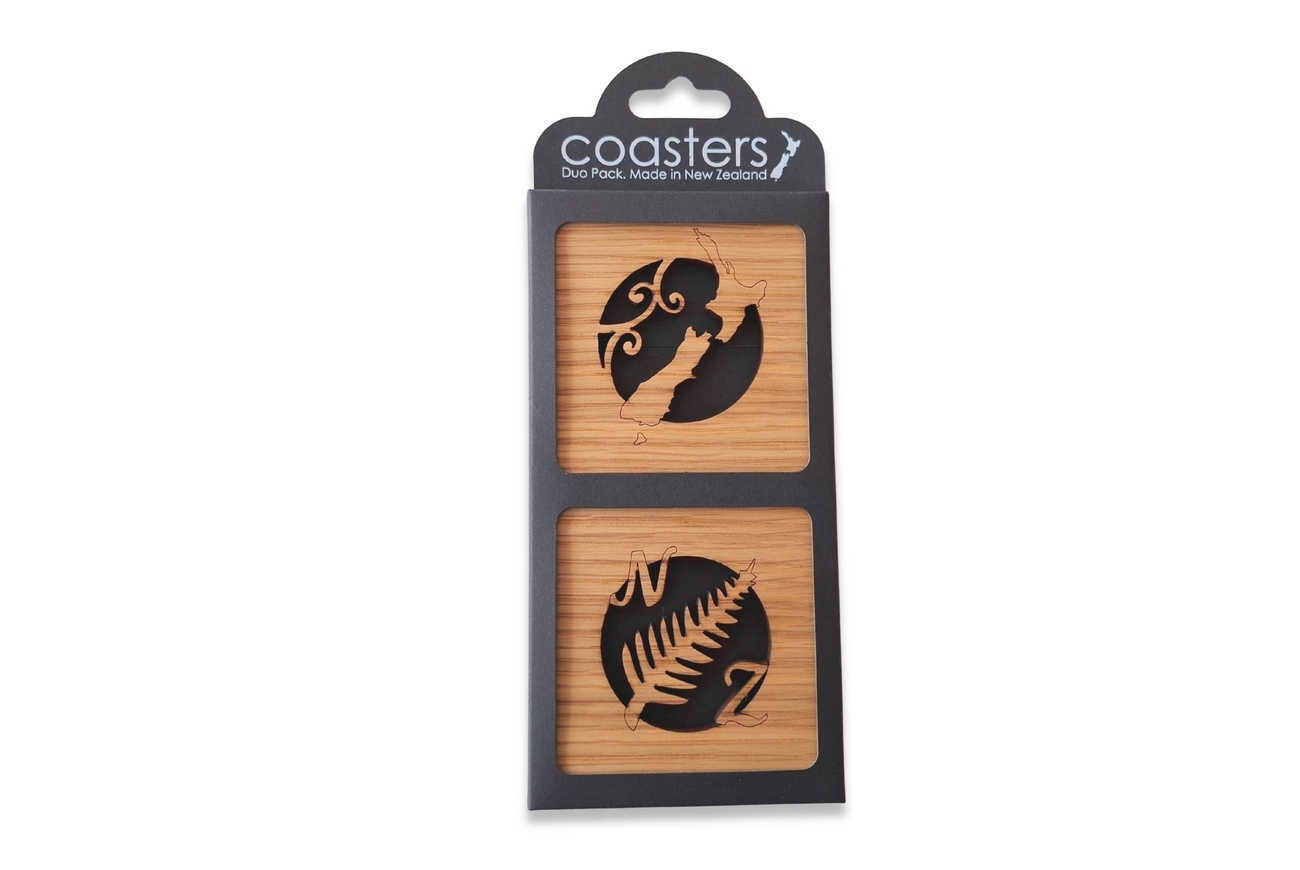 Duo Wooden Coasters NZ Oak