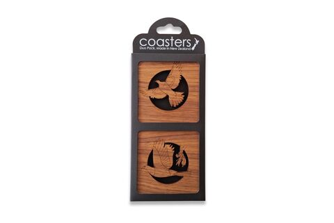 Duo Wooden Coasters Kereru Walnut