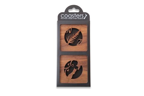 Duo Wooden Coasters NZ Walnut