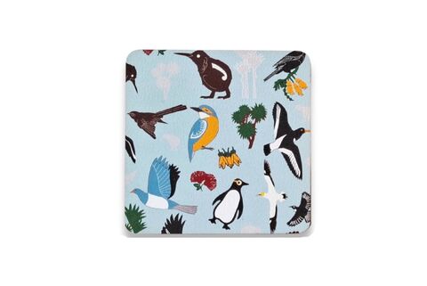 Pattern Coasters Bird Life Blue Single
