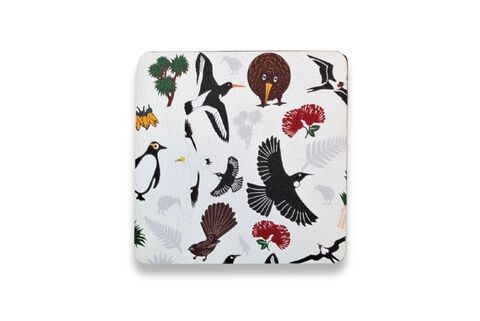 Pattern Coasters Bird Life White Single
