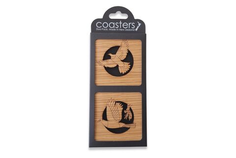Duo Wooden Coasters Kereru Oak