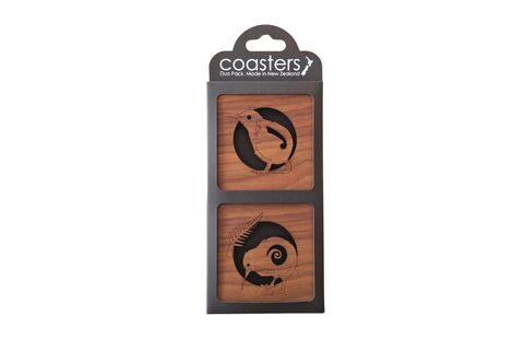 Duo Wooden Coasters Kiwi Walnut